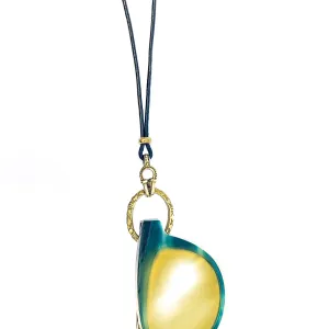 Gold Hooked Eyering Necklace On Leather