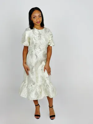 Gold Textured Midi Dress