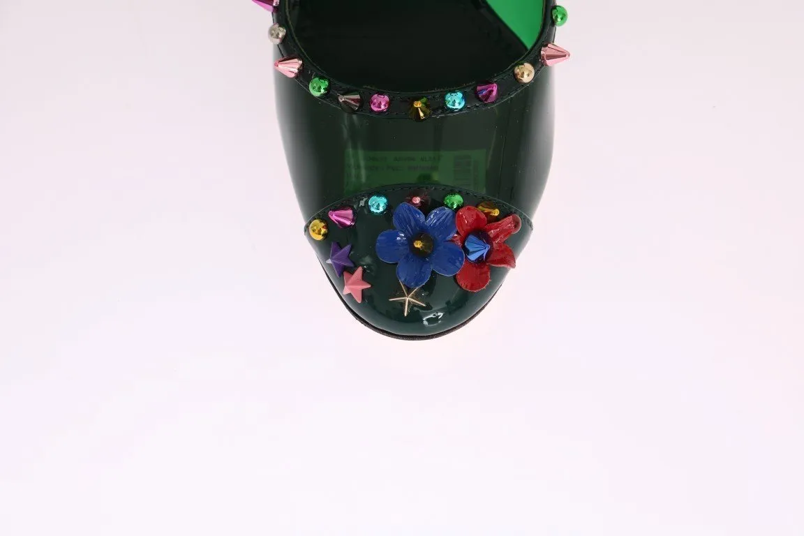 Green Transparent Crystal Studded Shoes