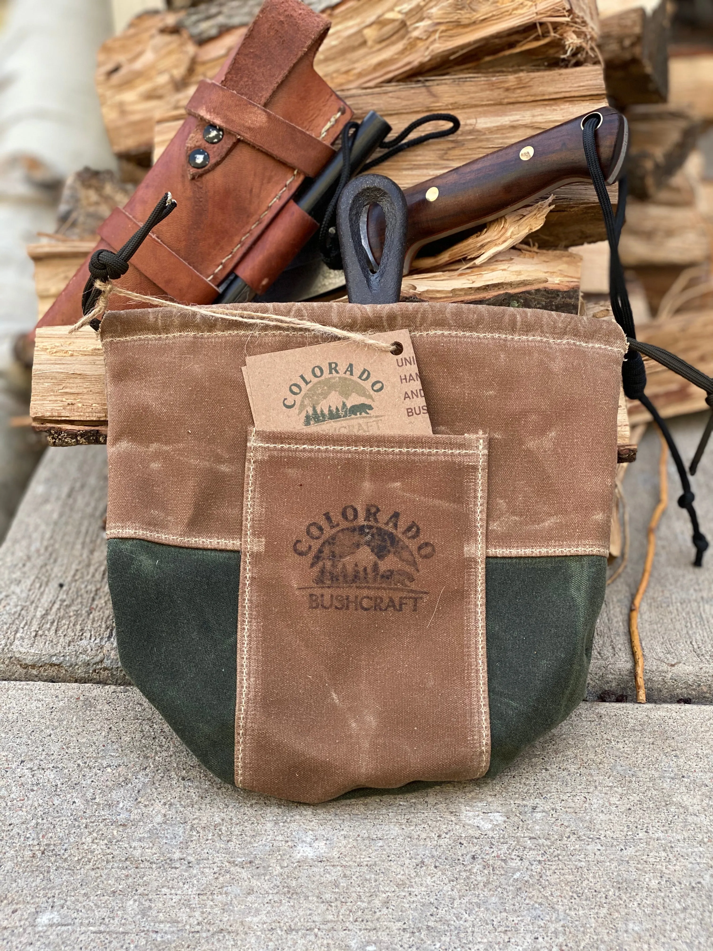 Handmade Waxed Canvas 8" Fry Pan Skillet Cover for Bushcraft Camping Outdoors