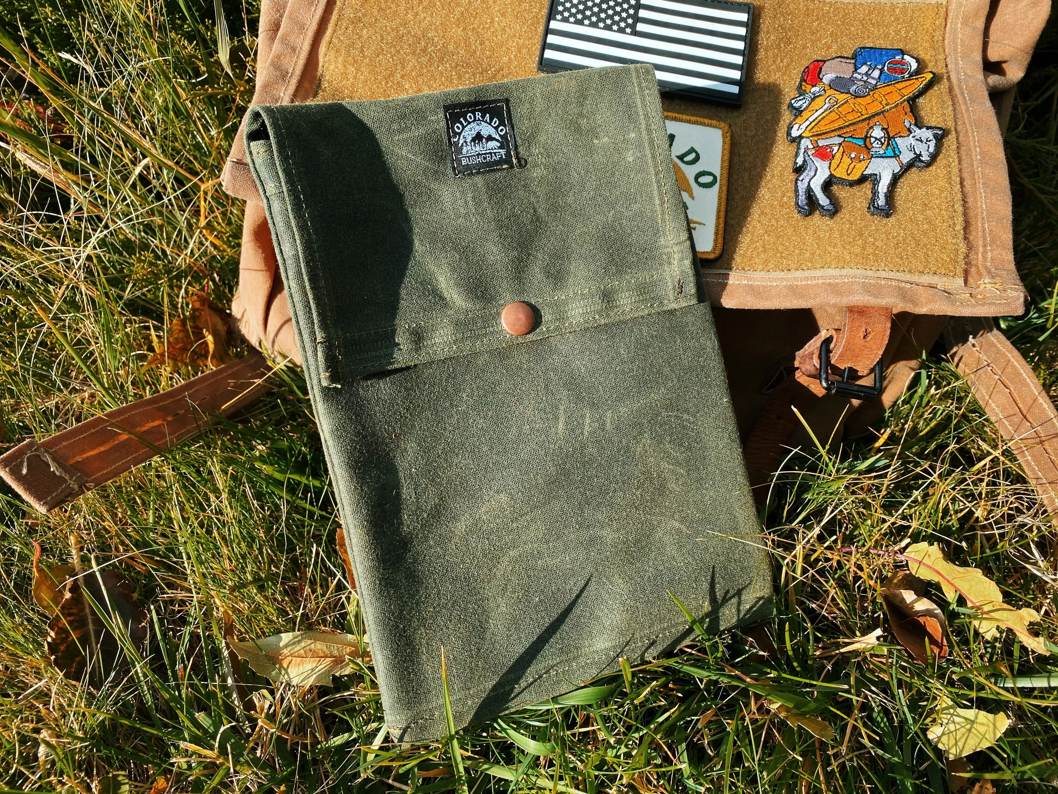 Handmade Waxed Canvas Bushcraft Folding Stove Pouch Storage