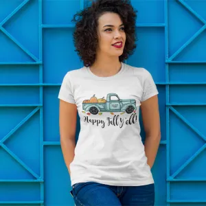 Happy Fall Y’all Pumpkin Farm T-Shirt – Cozy Autumn Truck Design on Bella Canvas