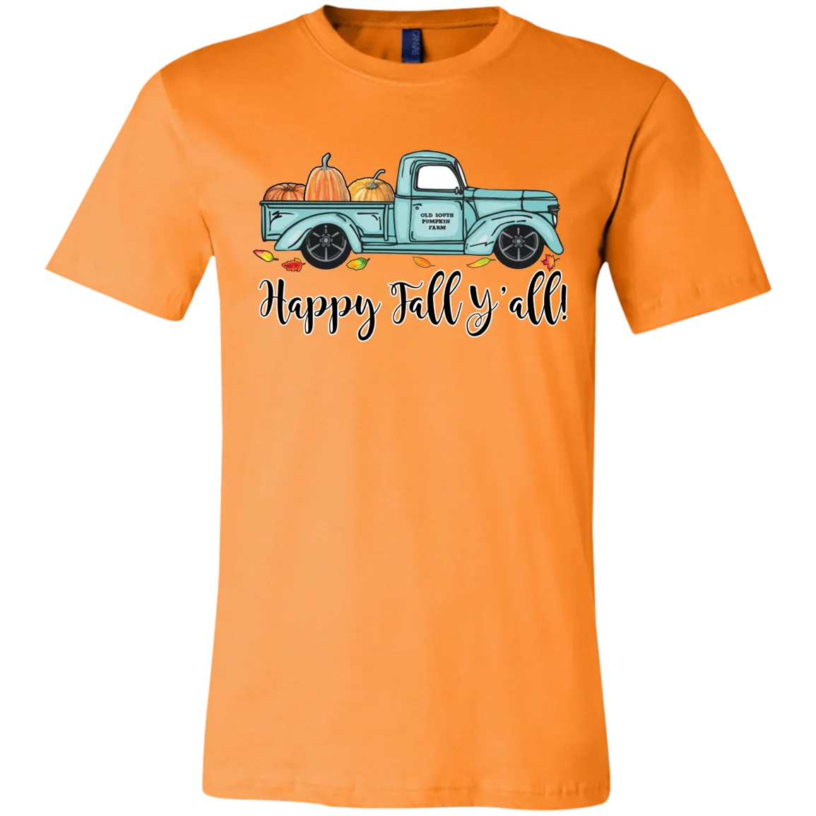 Happy Fall Y’all Pumpkin Farm T-Shirt – Cozy Autumn Truck Design on Bella Canvas