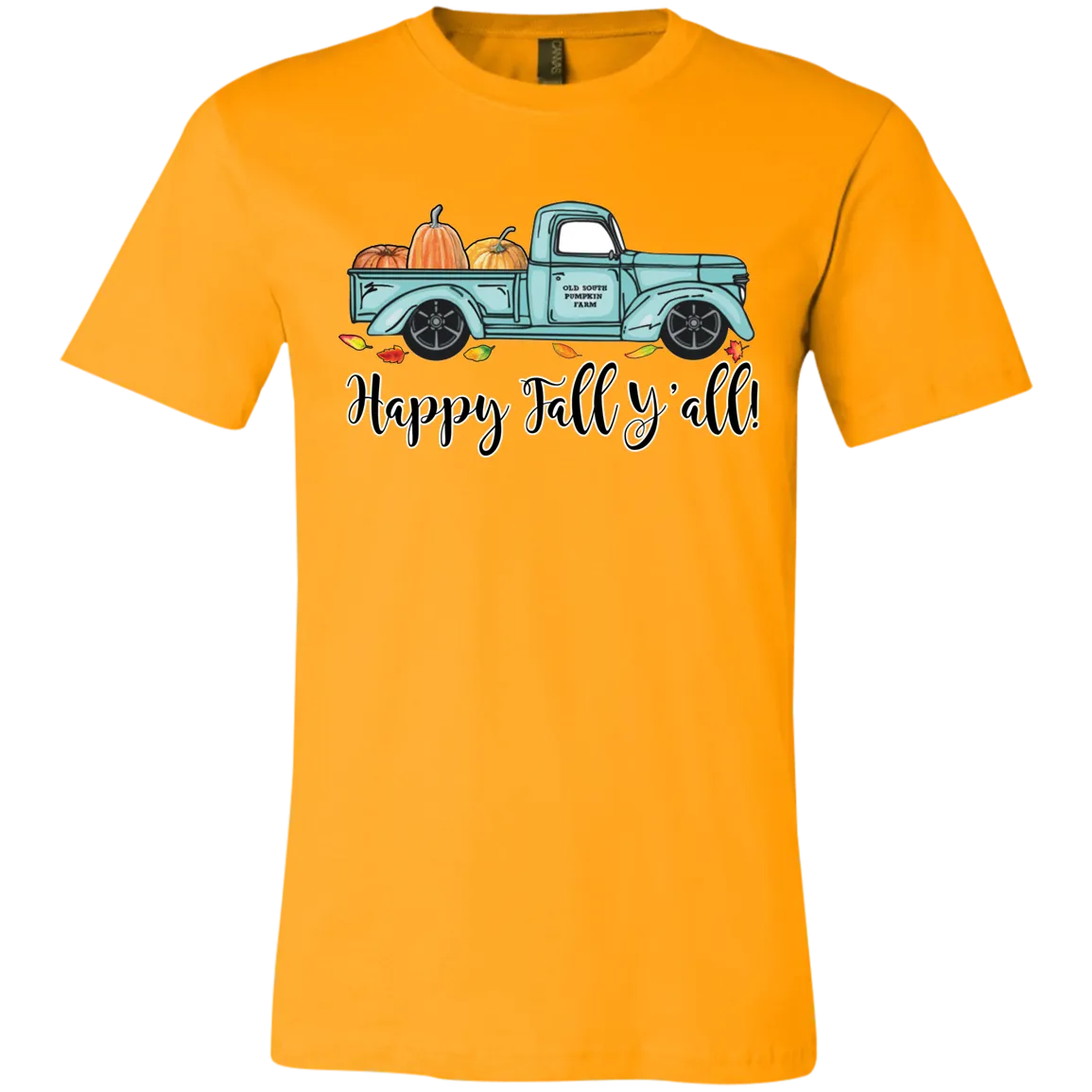 Happy Fall Y’all Pumpkin Farm T-Shirt – Cozy Autumn Truck Design on Bella Canvas
