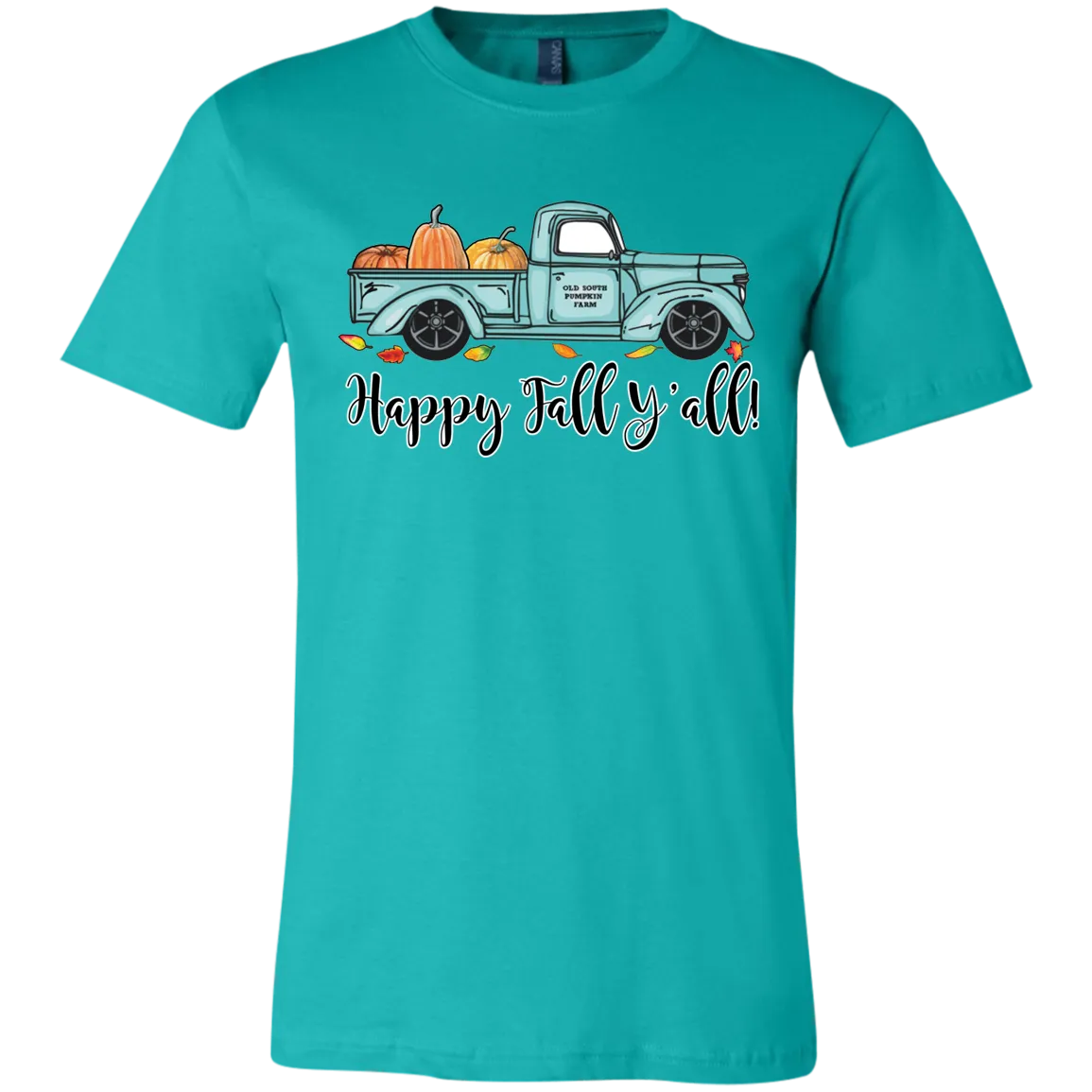 Happy Fall Y’all Pumpkin Farm T-Shirt – Cozy Autumn Truck Design on Bella Canvas