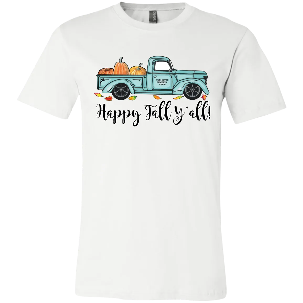 Happy Fall Y’all Pumpkin Farm T-Shirt – Cozy Autumn Truck Design on Bella Canvas