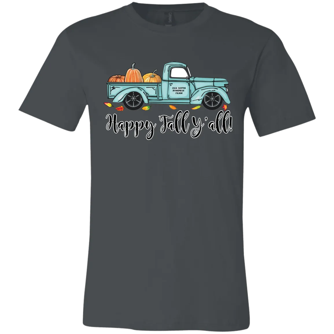 Happy Fall Y’all Pumpkin Farm T-Shirt – Cozy Autumn Truck Design on Bella Canvas