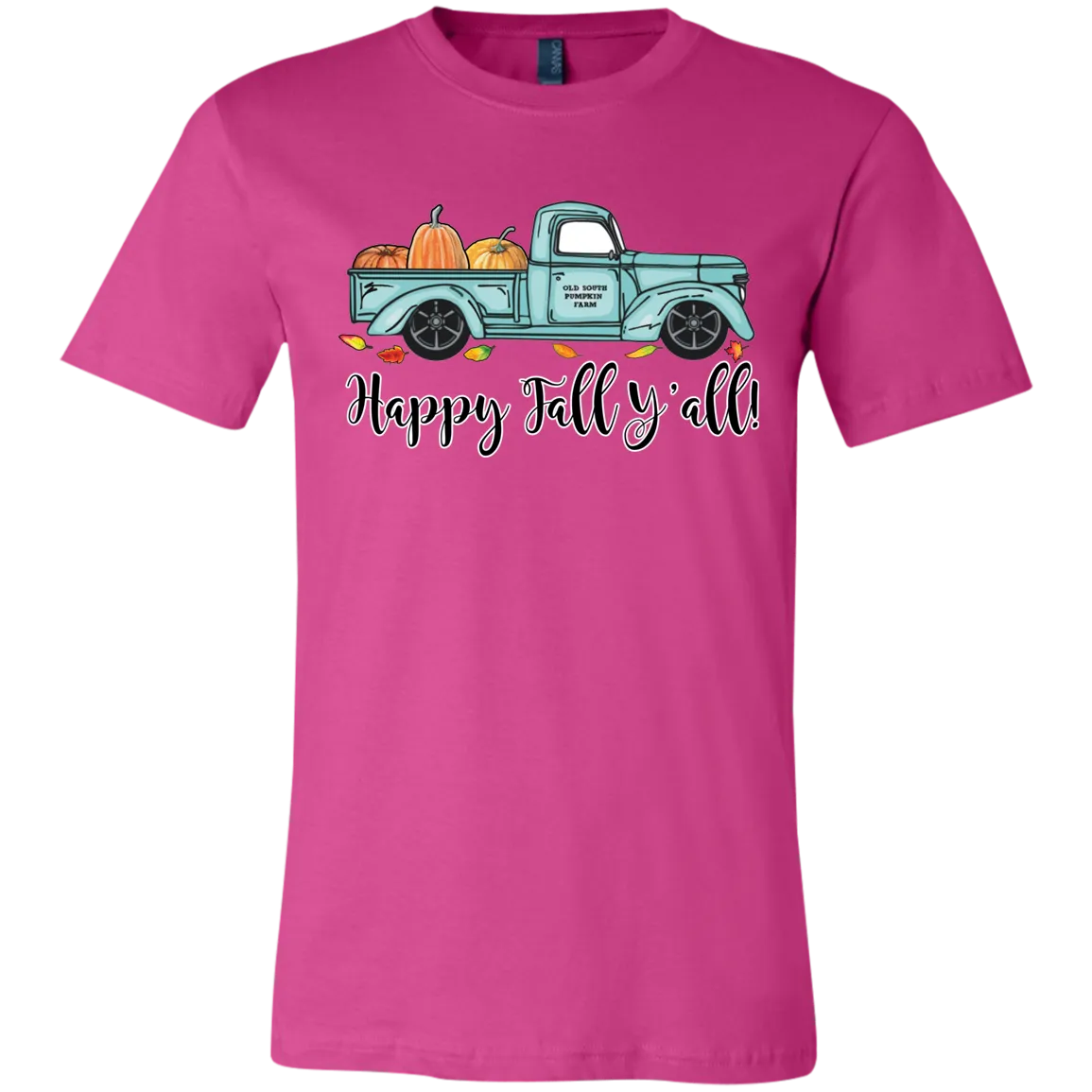 Happy Fall Y’all Pumpkin Farm T-Shirt – Cozy Autumn Truck Design on Bella Canvas