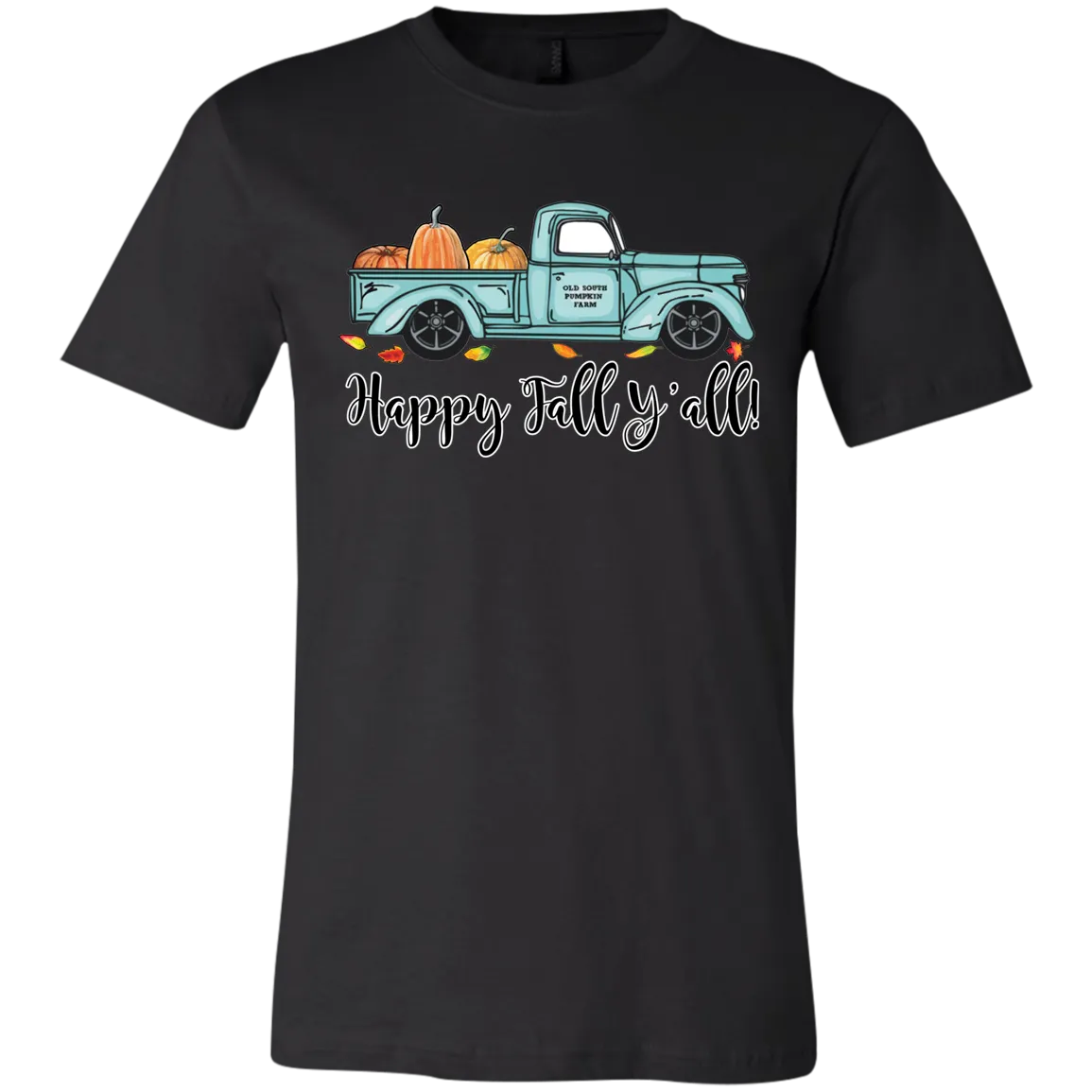 Happy Fall Y’all Pumpkin Farm T-Shirt – Cozy Autumn Truck Design on Bella Canvas
