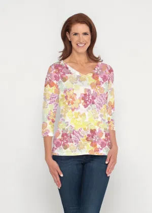 Hollyhocks (8070) ~ Signature 3/4 Sleeve V-Neck Top