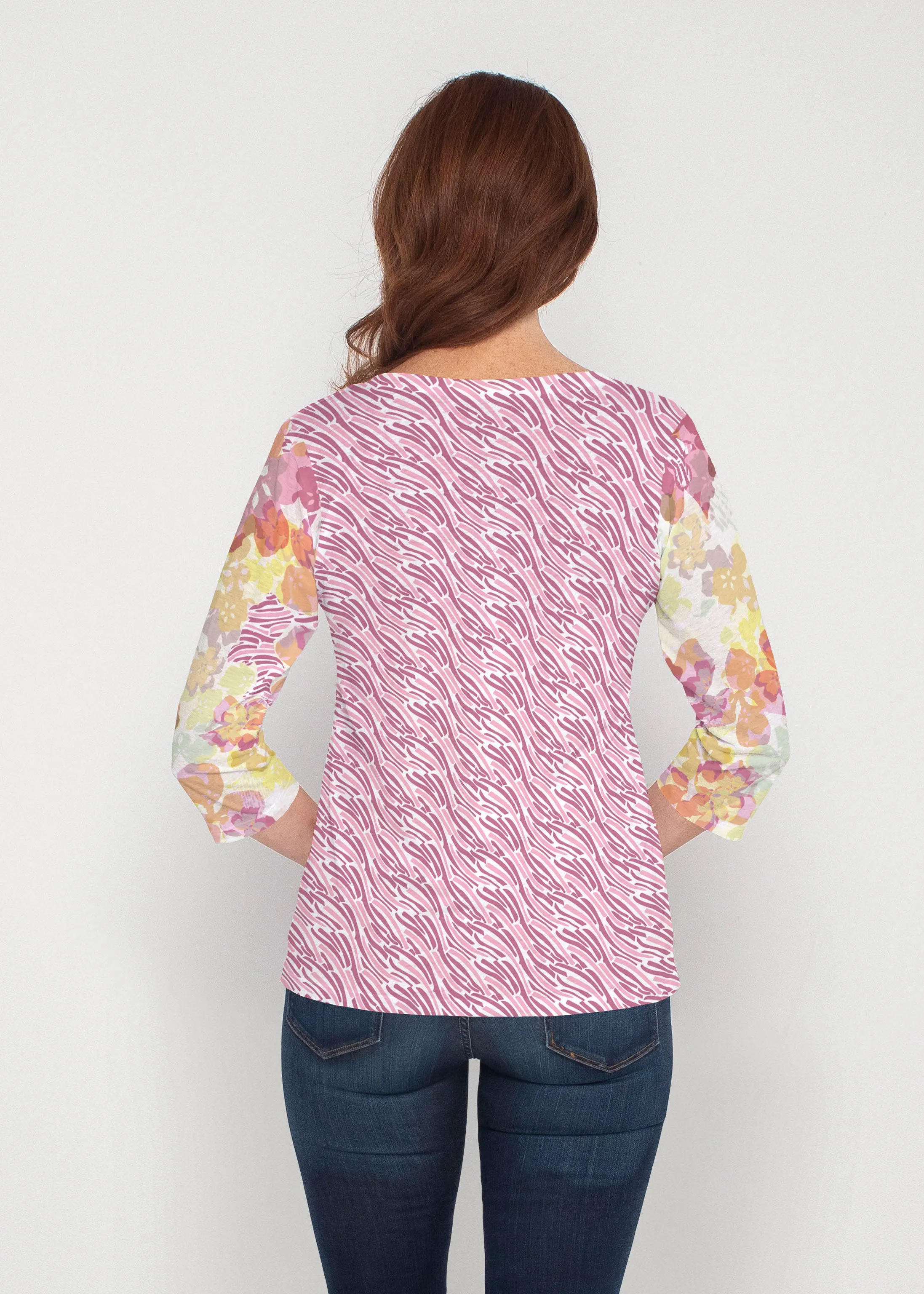 Hollyhocks (8070) ~ Signature 3/4 Sleeve V-Neck Top