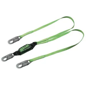 Honeywell StretchStop Lanyards w/SofStop Shock Absorber, Snap/Rebar Hooks, 2 Legs, Green, 8798T-Z7/6FTGN