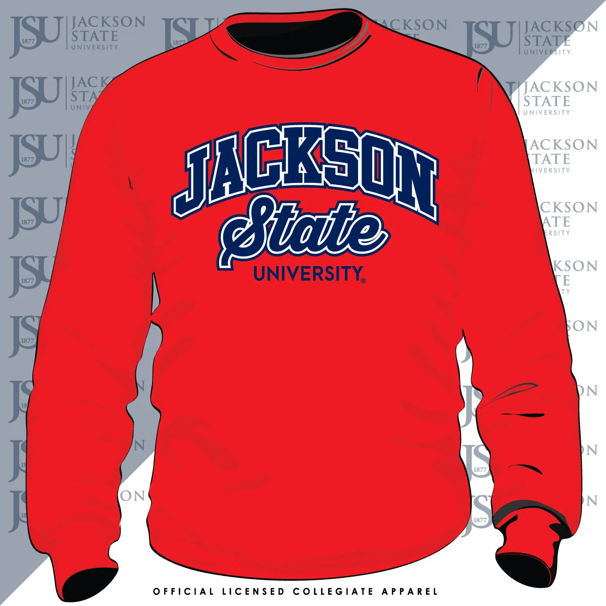 Jackson St. | Univ. ARCH Print Red Unisex Sweatshirt -Z-