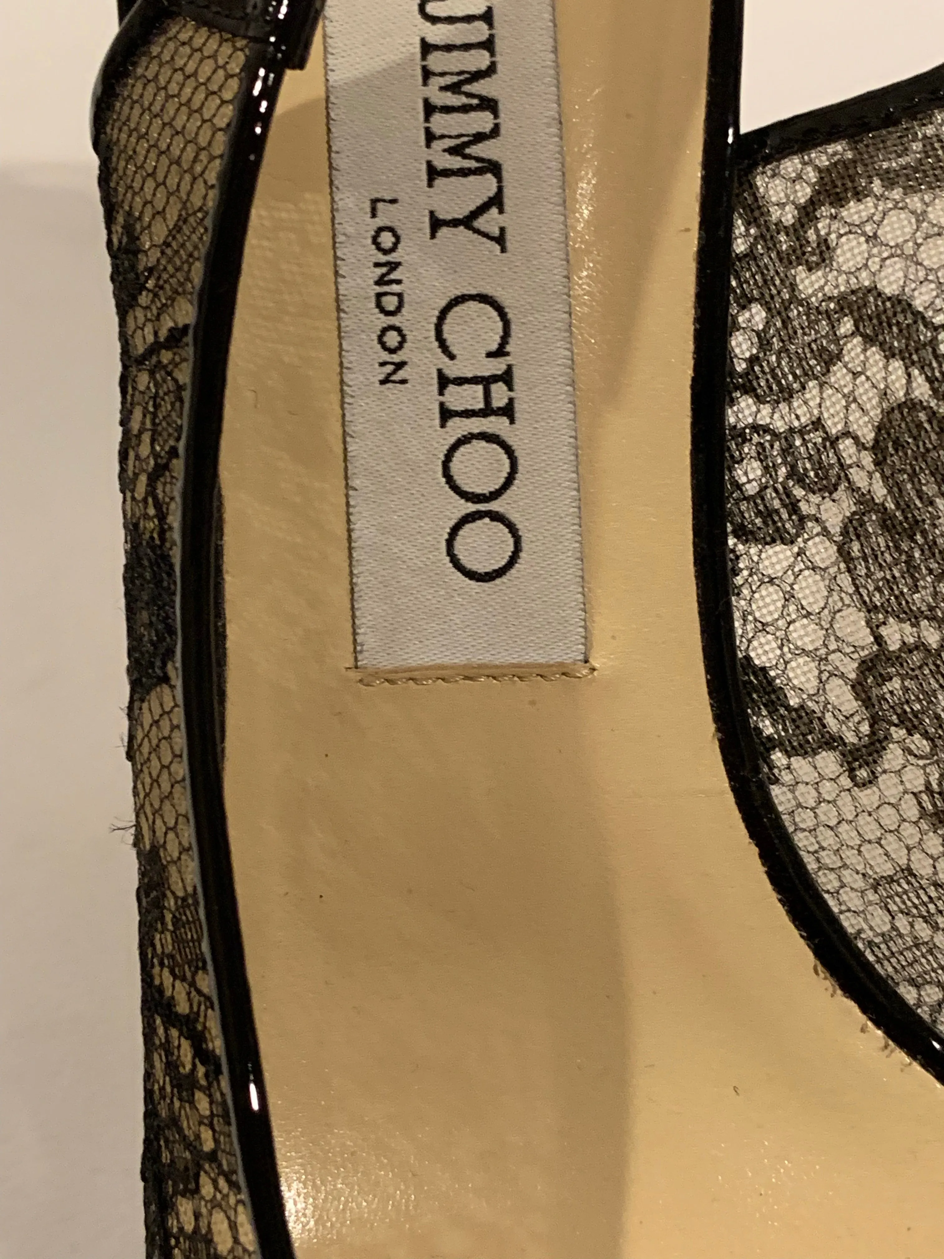 Jimmy Choo Black Lace Patent Leather Pumps Size 39