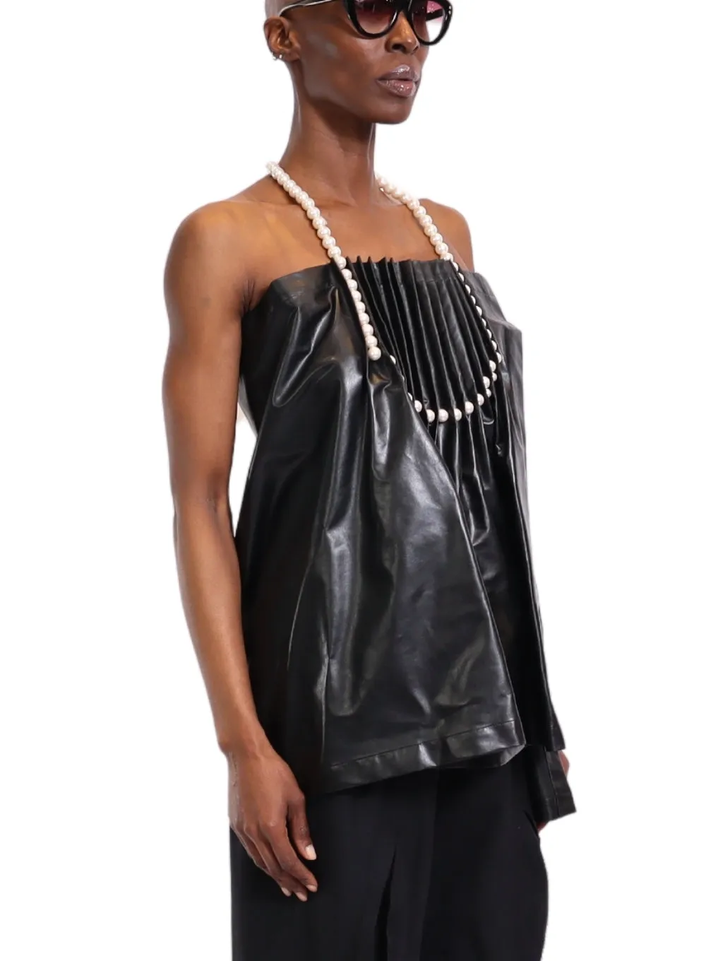 JUNYA WATANABE | Faux Leather Top With Pearl Straps