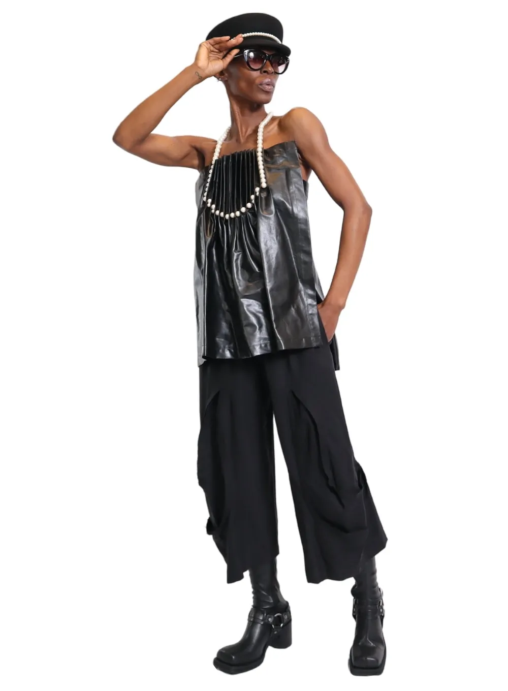 JUNYA WATANABE | Faux Leather Top With Pearl Straps