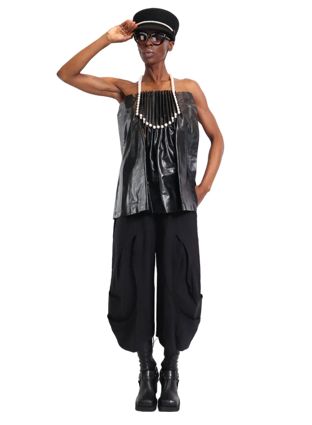JUNYA WATANABE | Faux Leather Top With Pearl Straps