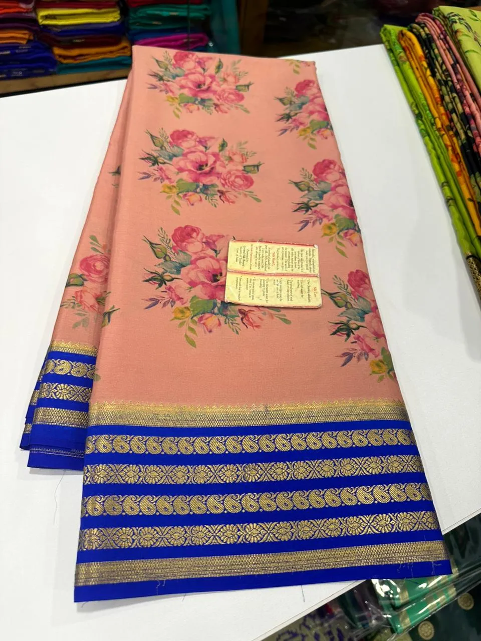 Kalamkari Floral Printed Mysoore Silk Saree