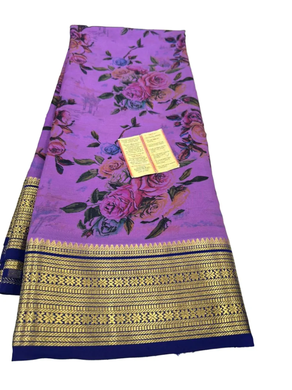 Kalamkari Floral Printed Mysoore Silk Saree
