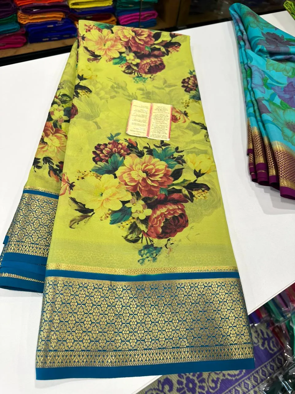 Kalamkari Floral Printed Mysoore Silk Saree