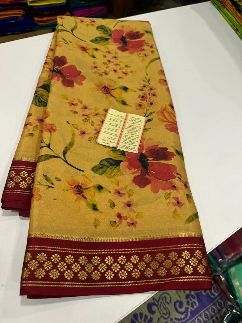 Kalamkari Floral Printed Mysoore Silk Saree