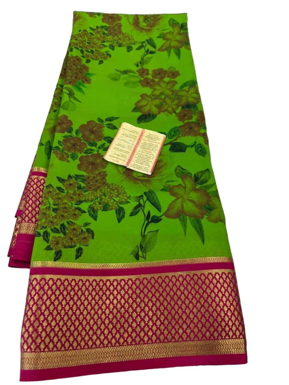 Kalamkari Floral Printed Mysoore Silk Saree