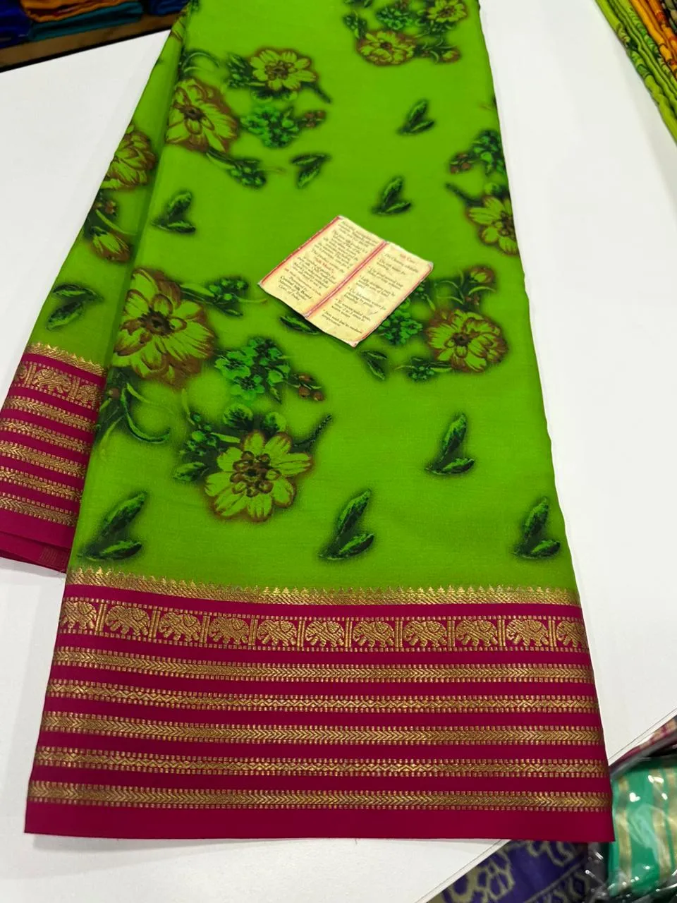 Kalamkari Floral Printed Mysoore Silk Saree