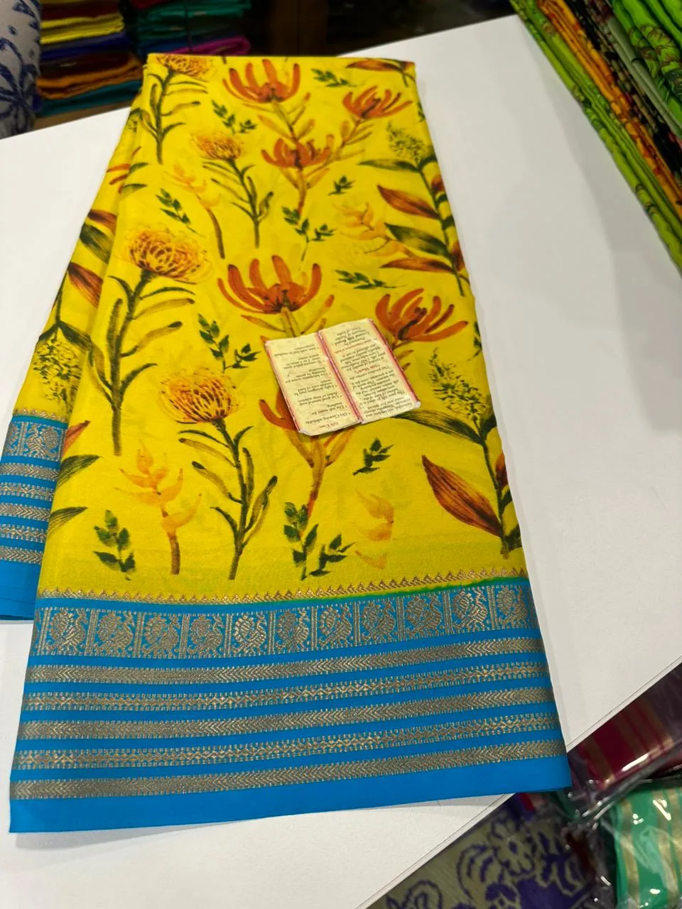 Kalamkari Floral Printed Mysoore Silk Saree