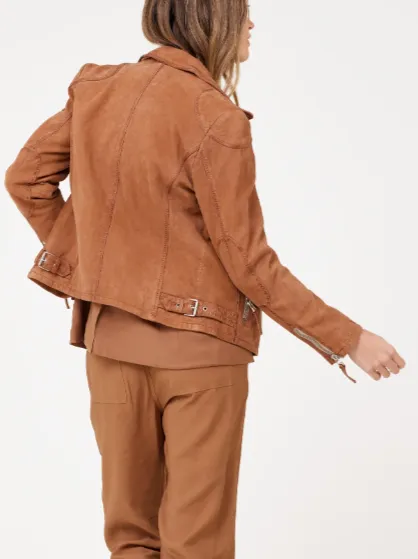 KARYN 2 RF LEATHER JACKET IN COGNAC