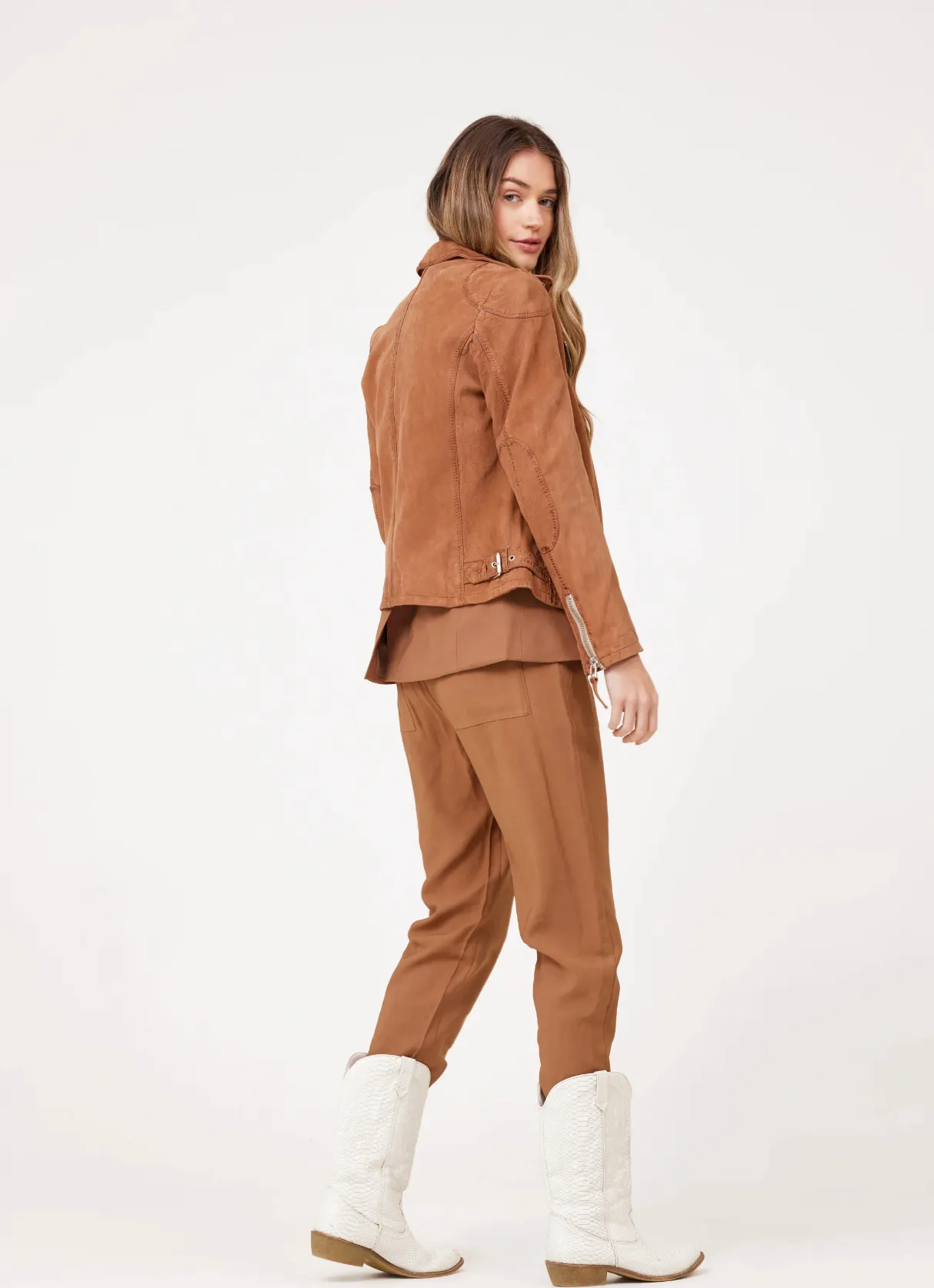 KARYN 2 RF LEATHER JACKET IN COGNAC