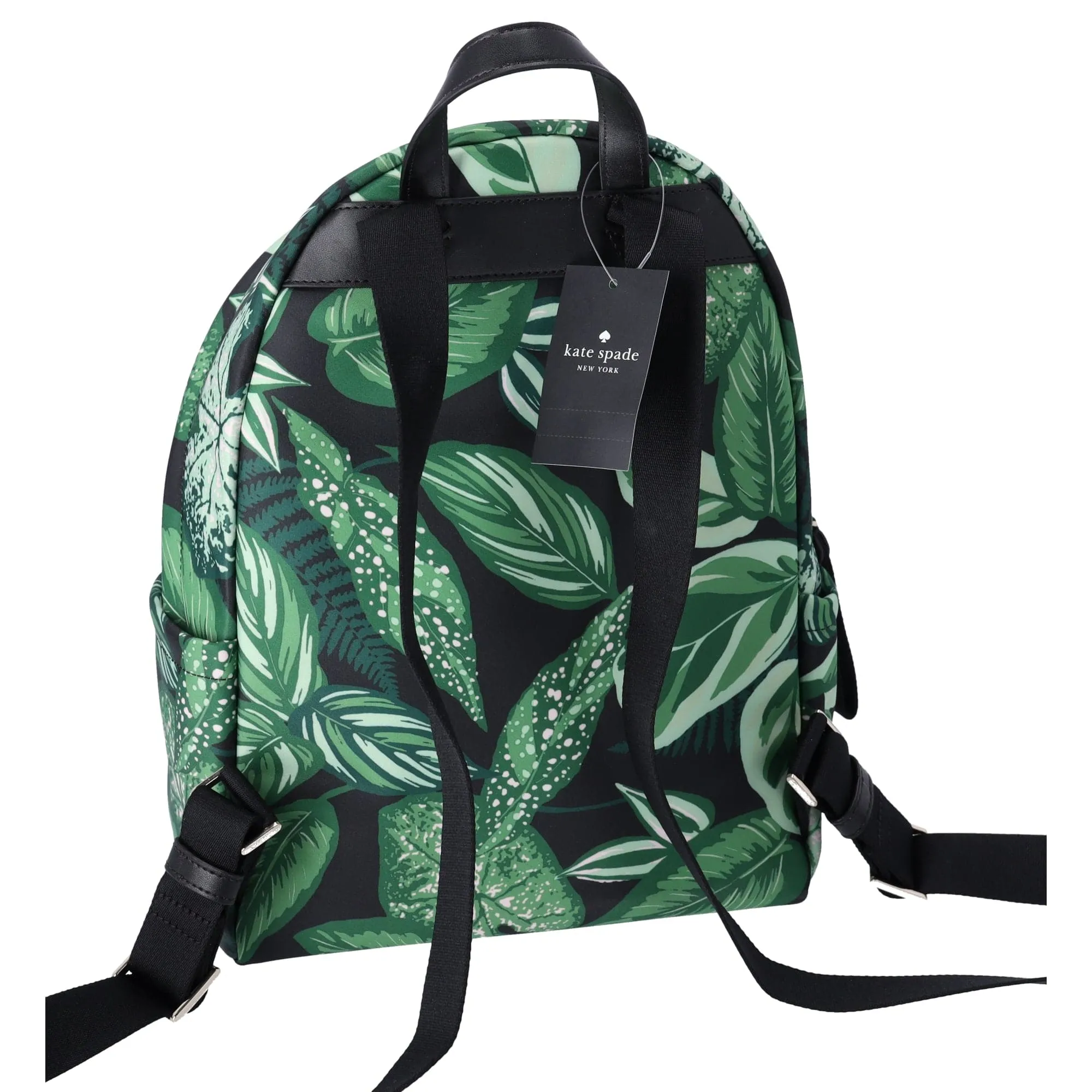 Kate Spade Chelsea Green Fern Foliage Leaves Print Nylon Backpack KH414