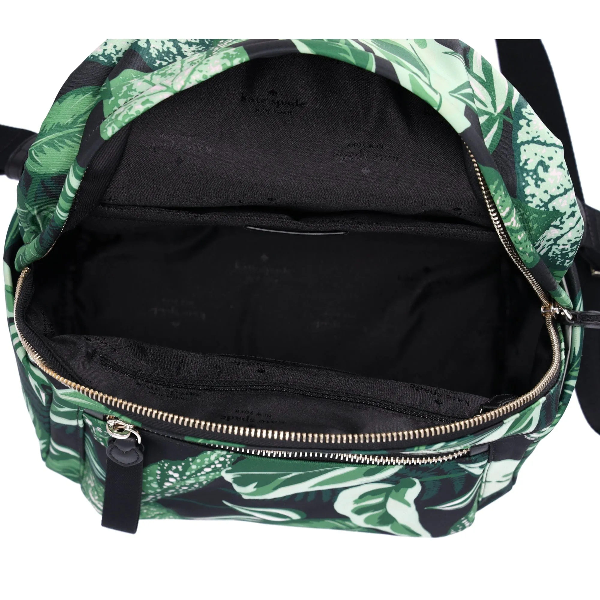 Kate Spade Chelsea Green Fern Foliage Leaves Print Nylon Backpack KH414