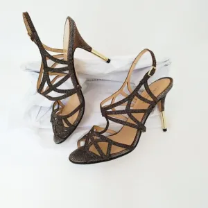 Kate Spade N.Y. 'Issa'  Metallic  Dress Sandals with Gold Tipped Heels Sz 7B