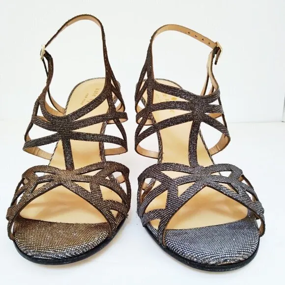Kate Spade N.Y. 'Issa'  Metallic  Dress Sandals with Gold Tipped Heels Sz 7B