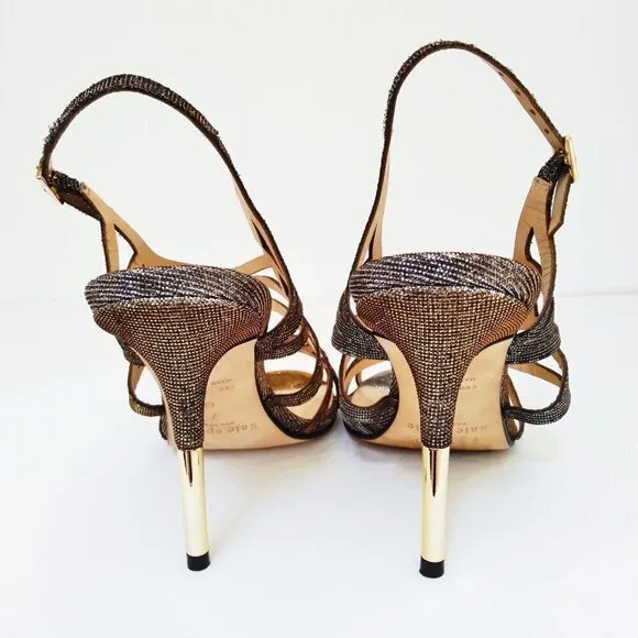 Kate Spade N.Y. 'Issa'  Metallic  Dress Sandals with Gold Tipped Heels Sz 7B