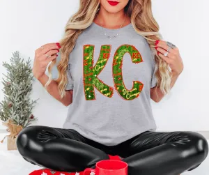 KC Doodle Green Letters Division Champs Grey Graphic Tee