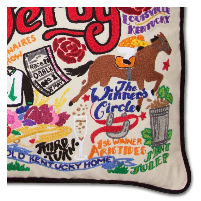 Kentucky Derby Hand-Embroidered Pillow
