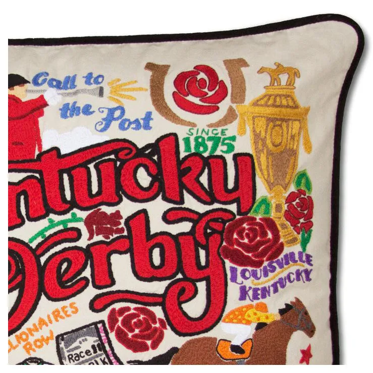 Kentucky Derby Hand-Embroidered Pillow