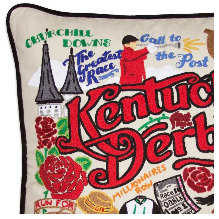 Kentucky Derby Hand-Embroidered Pillow