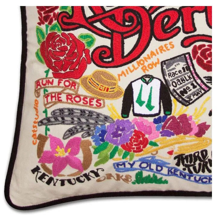 Kentucky Derby Hand-Embroidered Pillow