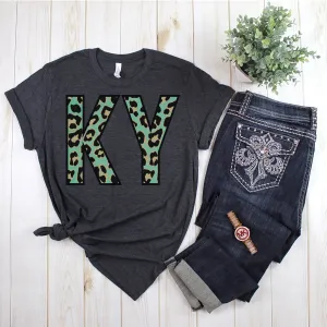 Kentucky Teal Leopard Bella Canvas Tee – Stylish State Pride