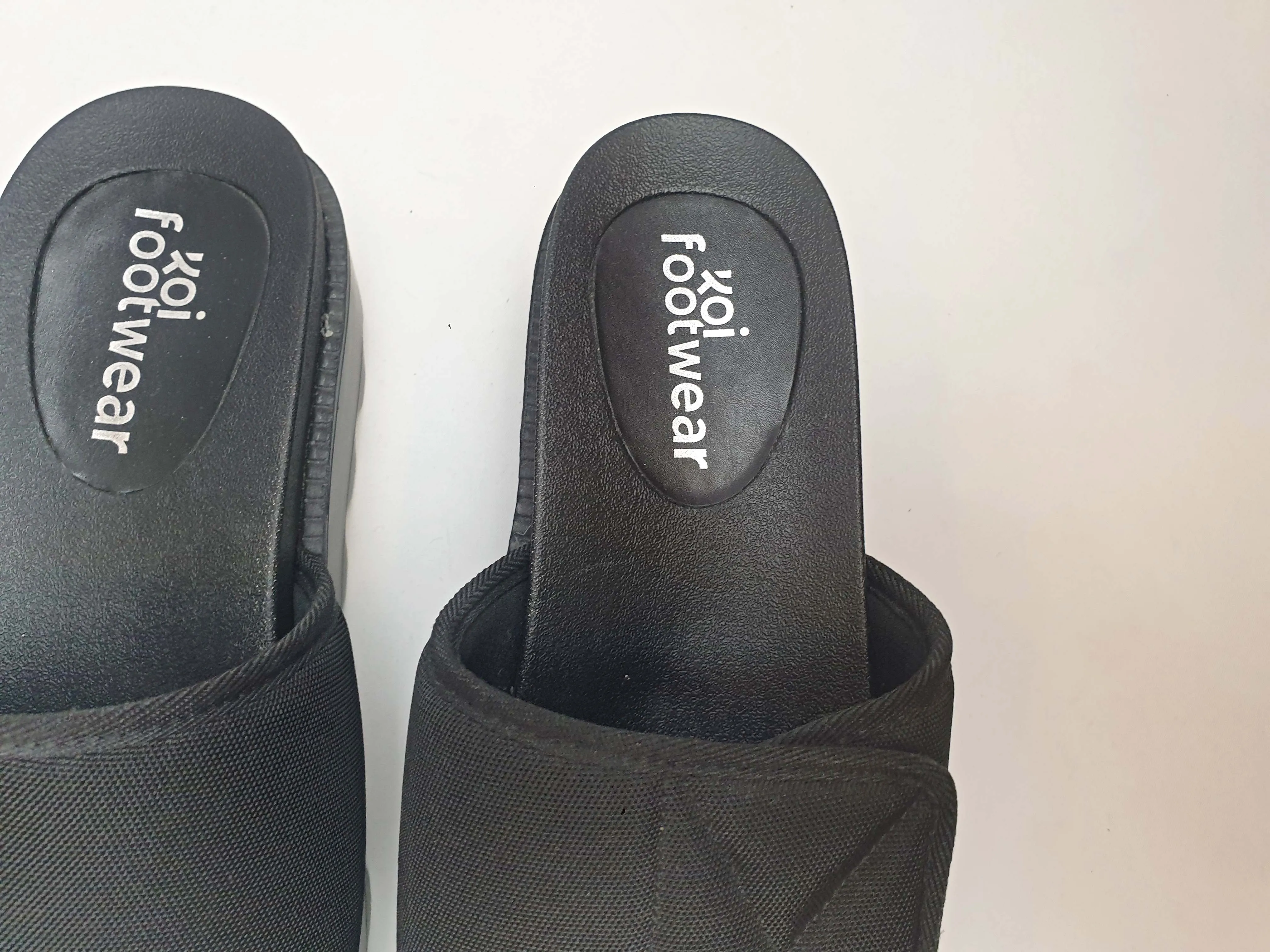 Koi Footwear black vegan friendly slide on sandals size 39