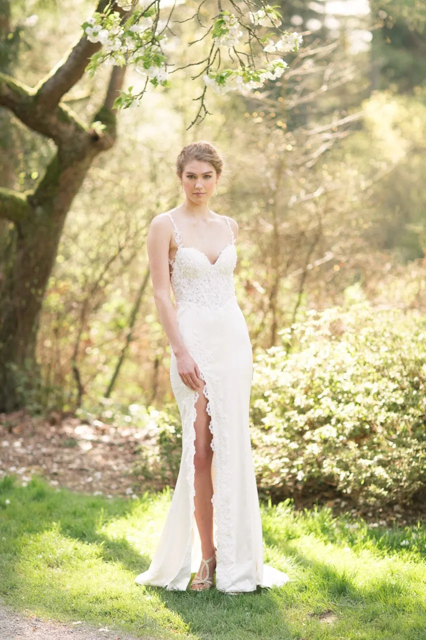 Lace Sheath Wedding Dress With Slit (#Eilliva)