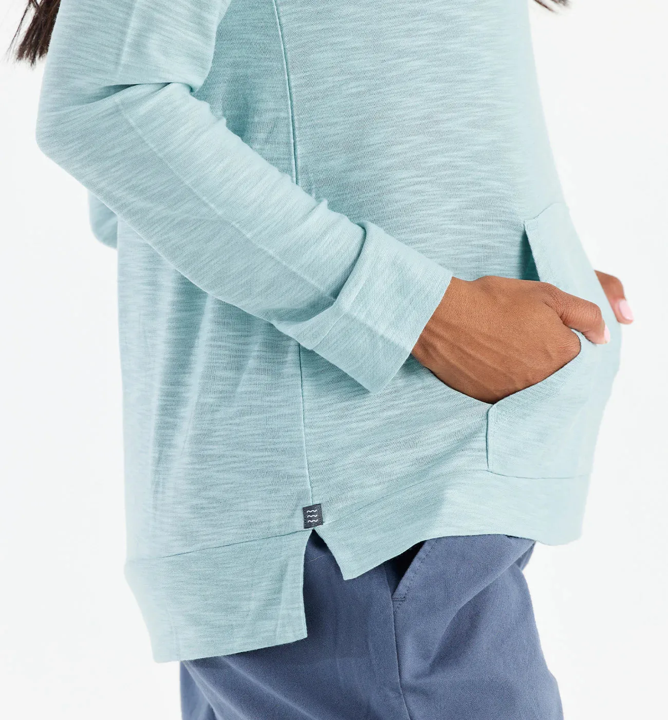 LADIES FREE FLY BAMBOO SLUB HOODIE - OCEAN MIST