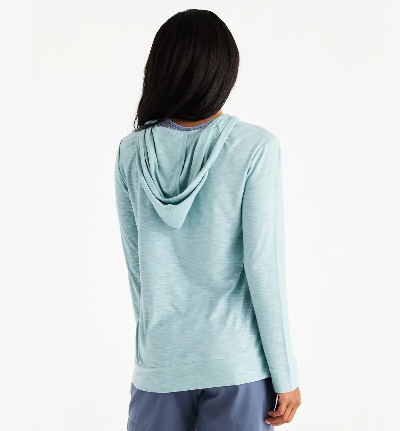 LADIES FREE FLY BAMBOO SLUB HOODIE - OCEAN MIST