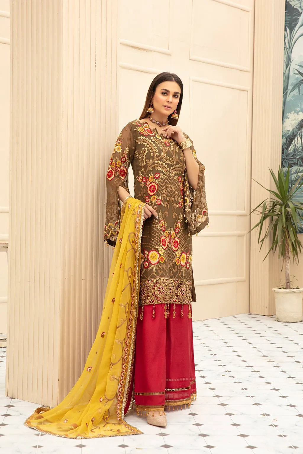 Latest Embroidered Chiffon Dress From 2020 Collection # C2089