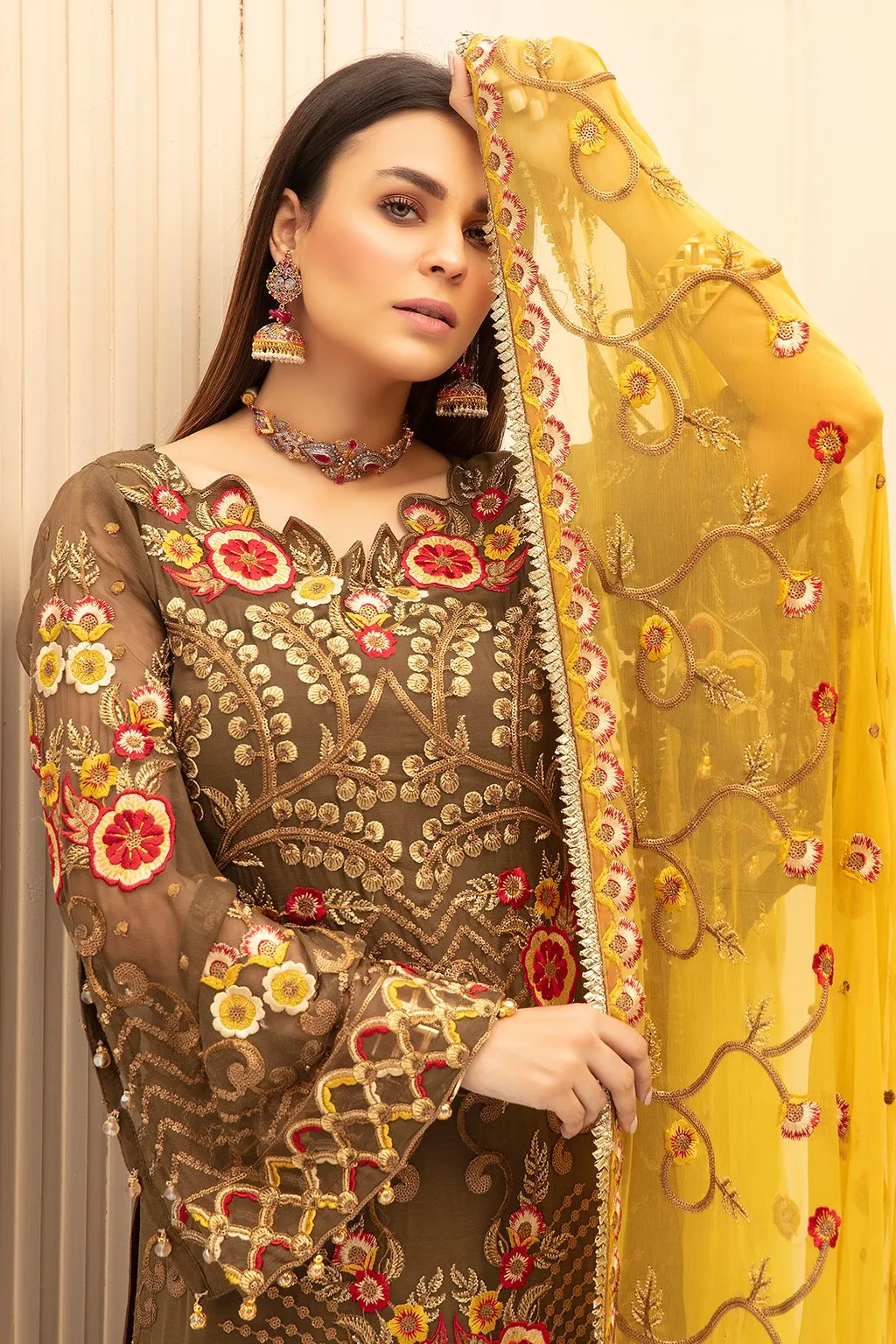Latest Embroidered Chiffon Dress From 2020 Collection # C2089