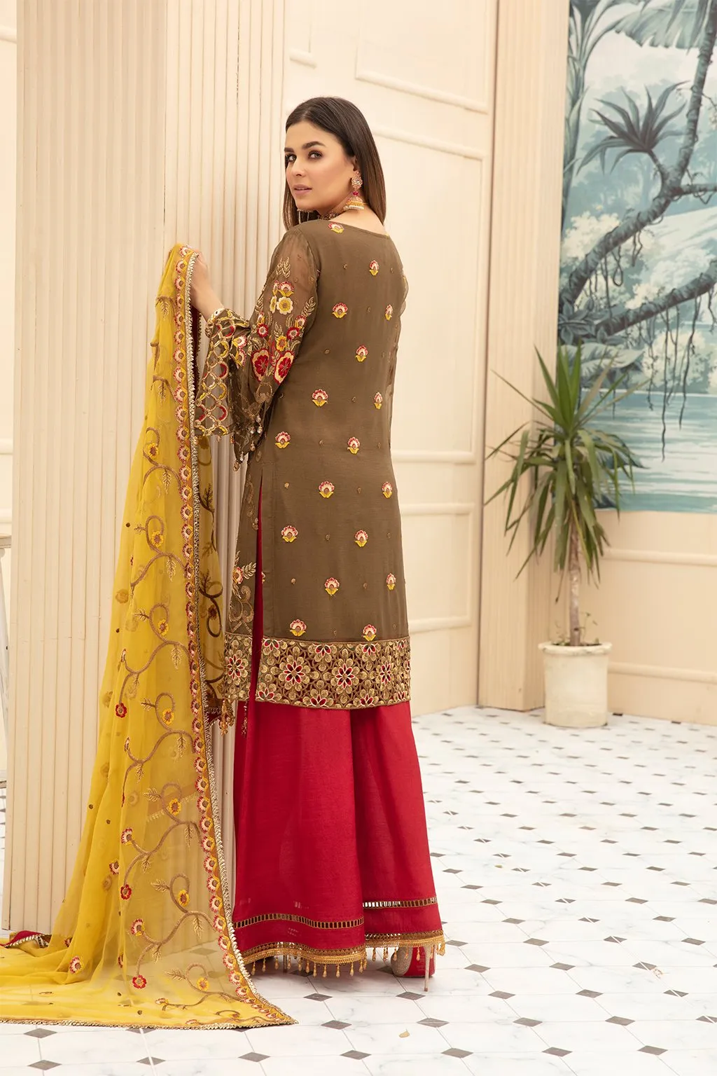 Latest Embroidered Chiffon Dress From 2020 Collection # C2089