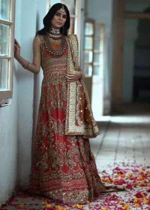 Latest HSY Beautiful Formal Wedding Gown in Rust & Red Color # B3453