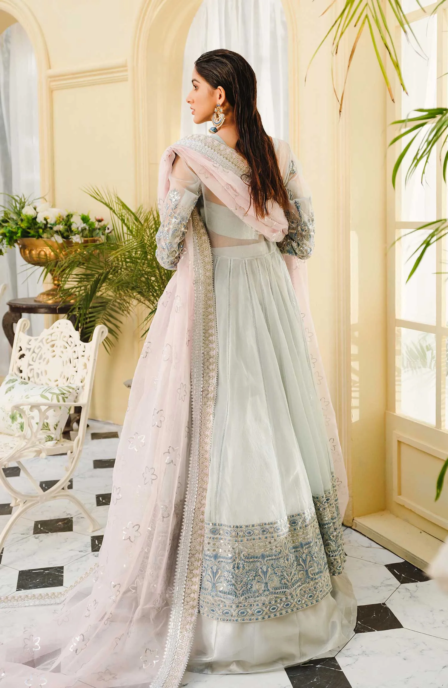 Latest Lehenga Dress for Wedding is Silver Color #PF422
